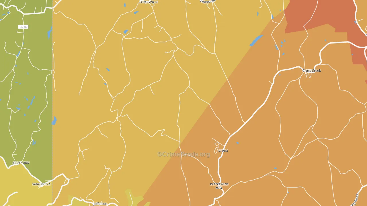 Studa, PA Map of Robbery Rates