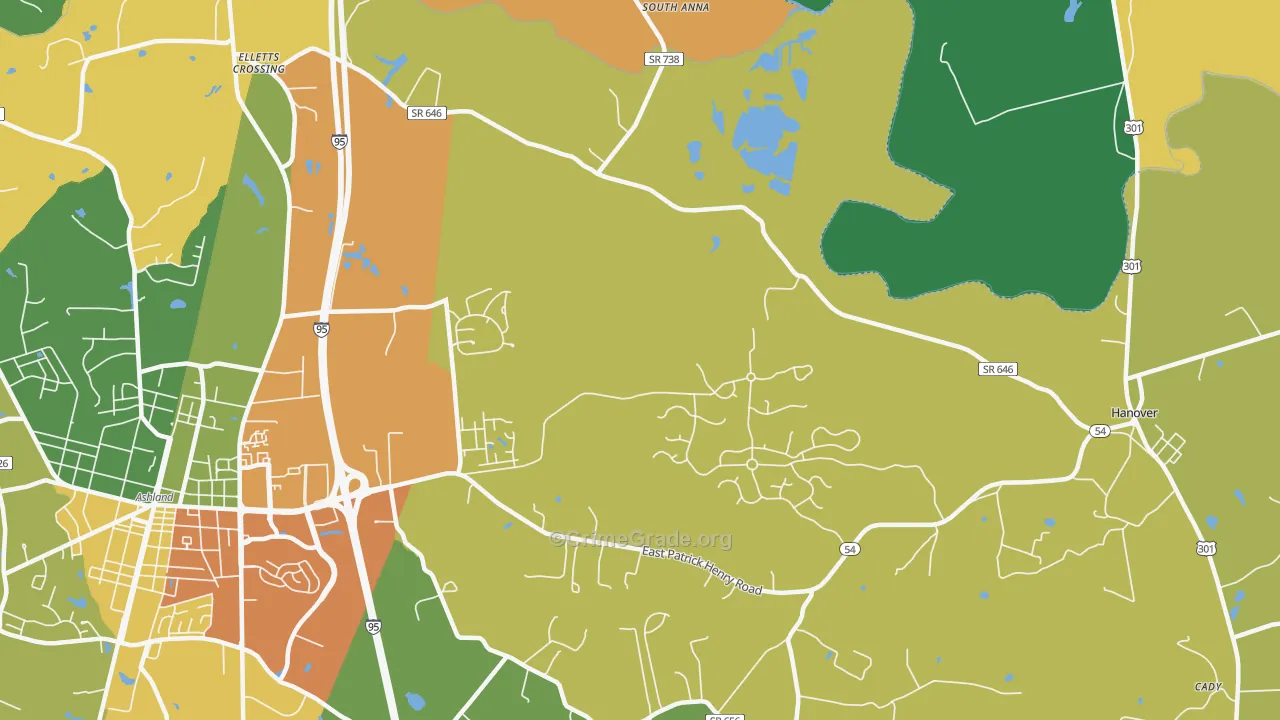 Studley, VA Map of Robbery Rates