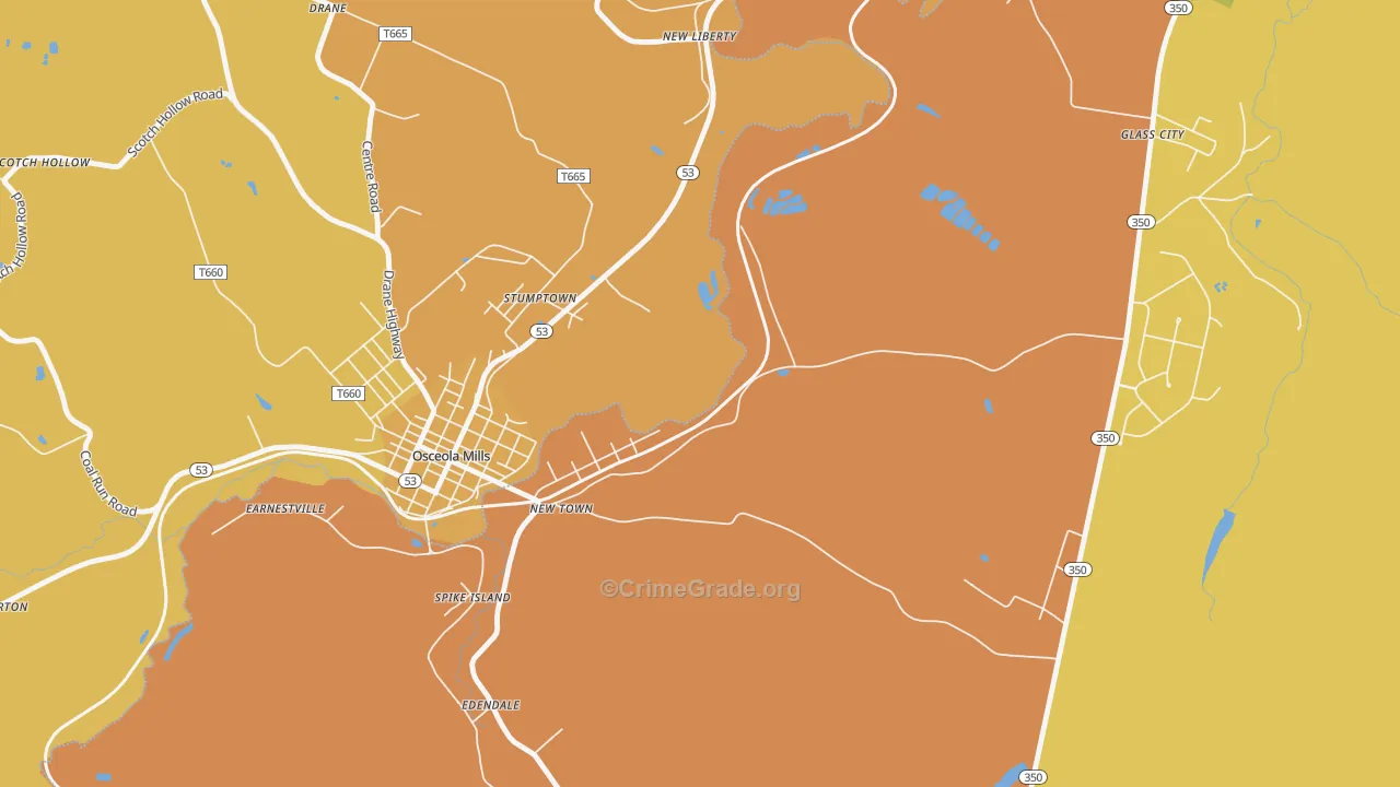 Stumptown, PA Map of Robbery Rates