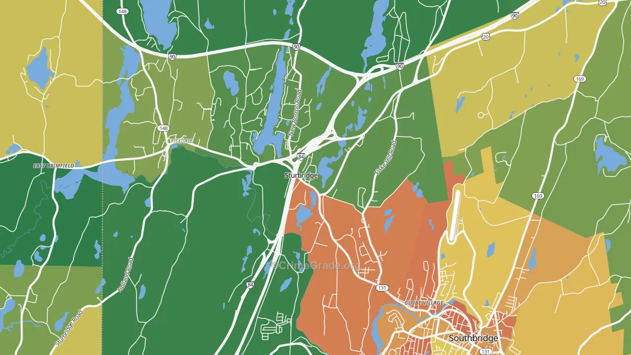 Sturbridge, MA Map of Robbery Rates