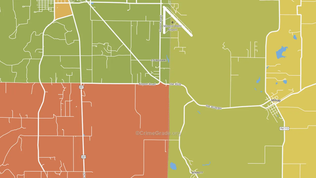 Sturdivant, TX Map of Robbery Rates