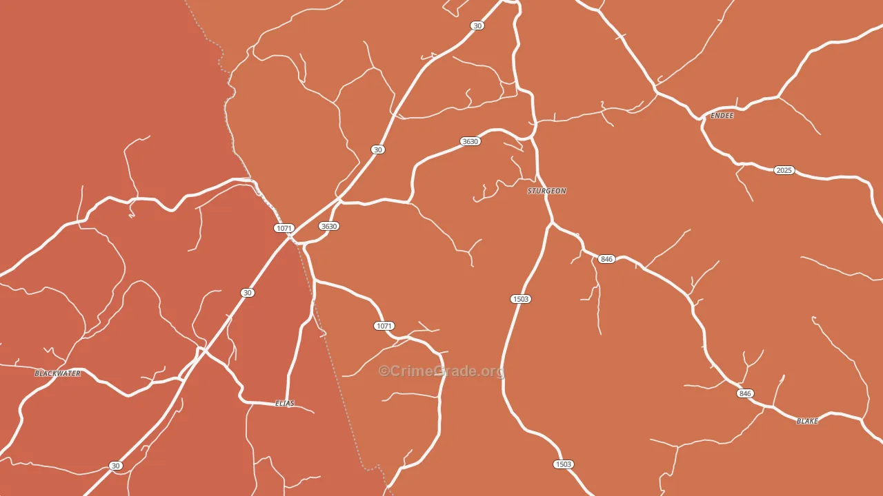 Sturgeon, KY Map of Robbery Rates