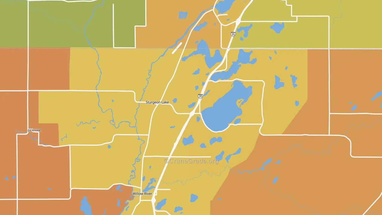 Sturgeon Lake, MN Map of Robbery Rates