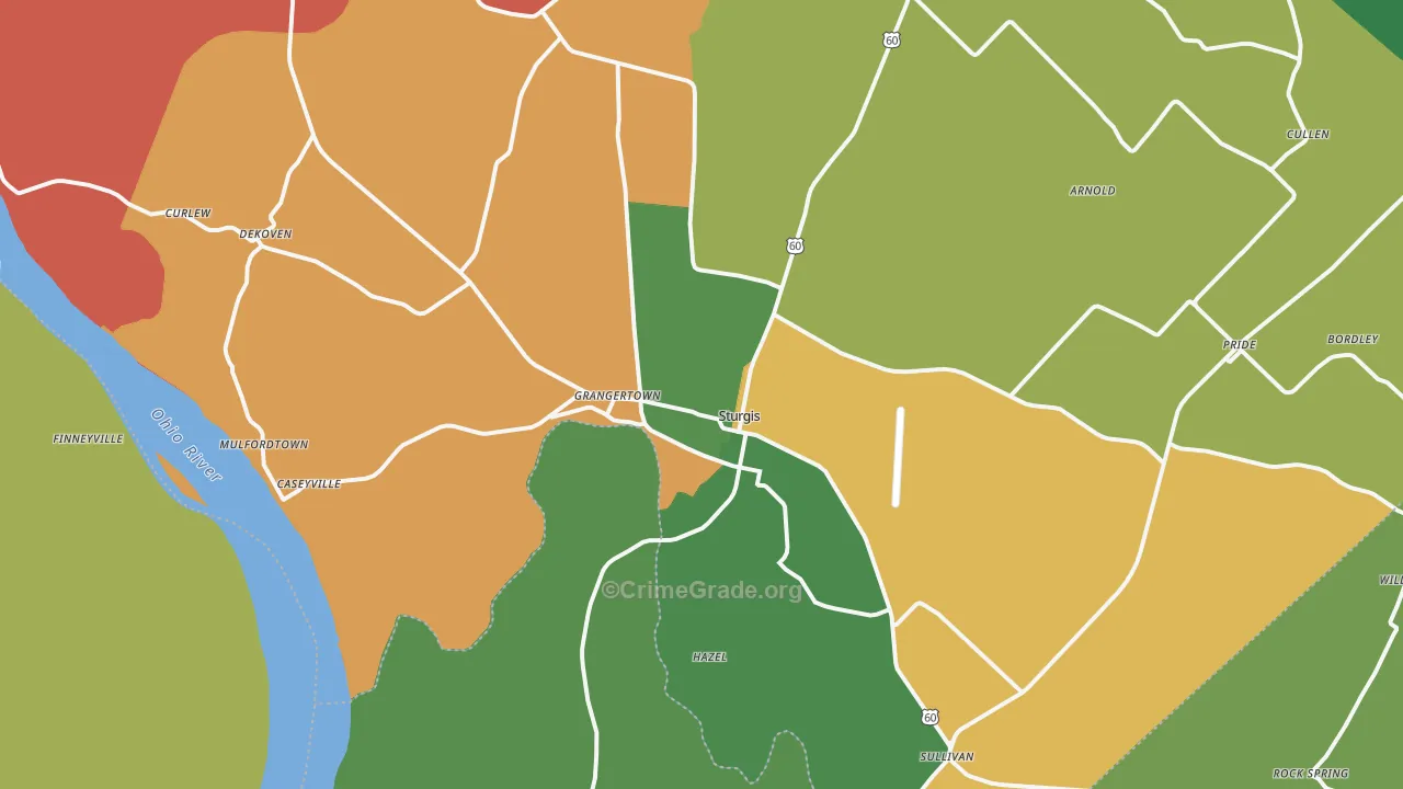 Sturgis, KY Map of Robbery Rates
