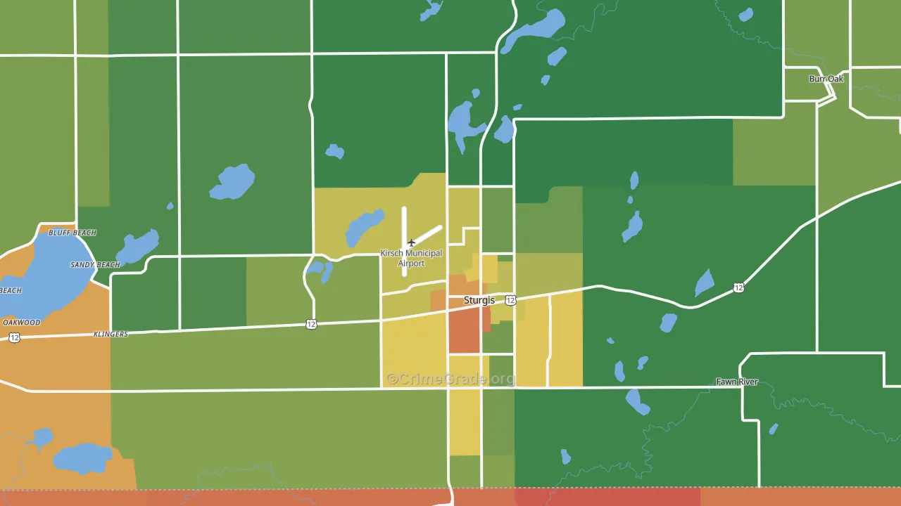 Sturgis, MI Map of Robbery Rates
