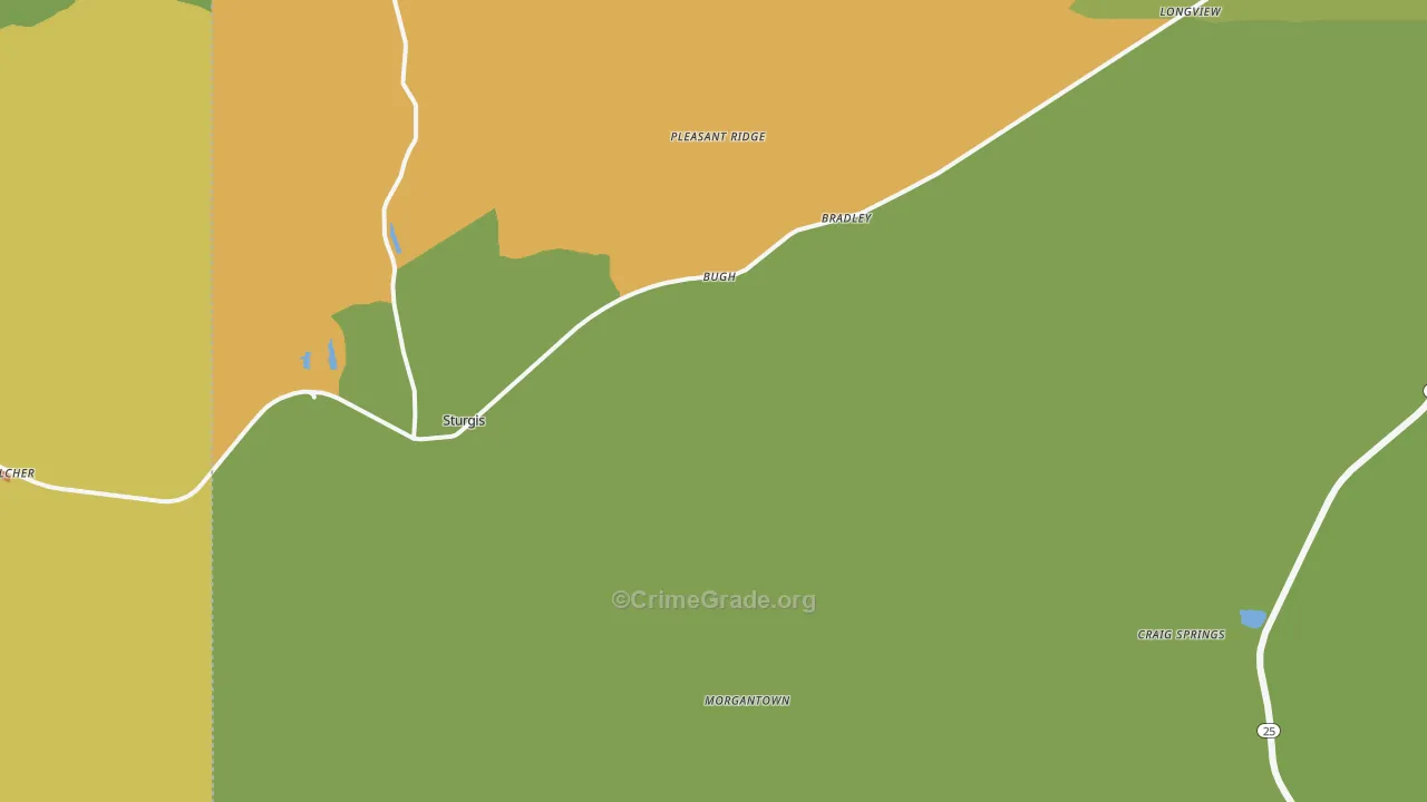 Sturgis, MS Map of Robbery Rates