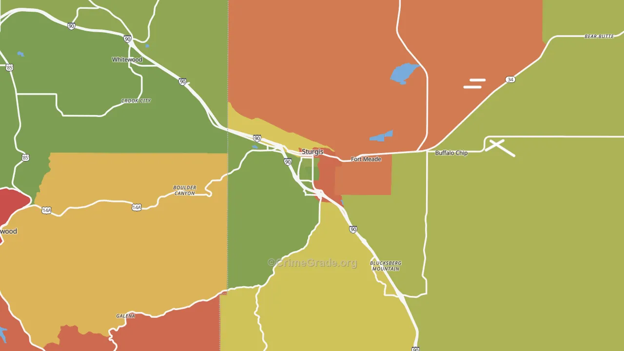 Sturgis, SD Map of Robbery Rates