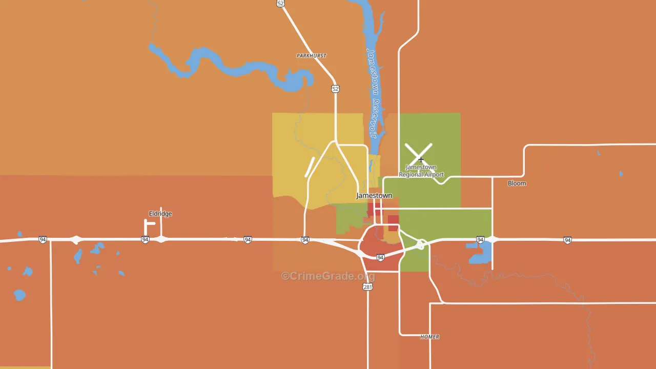 Stutsman County, ND Map of Robbery Rates