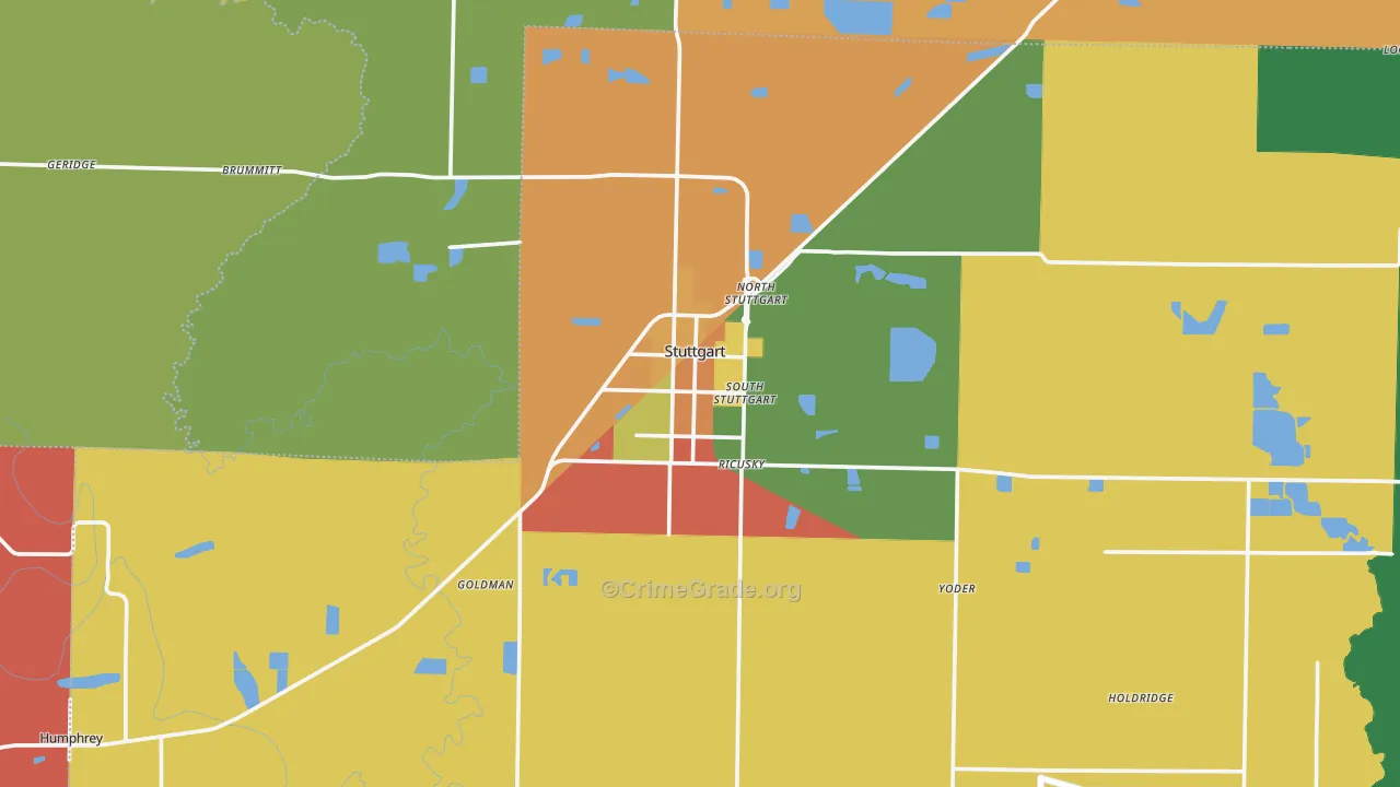 Stuttgart, AR Map of Robbery Rates
