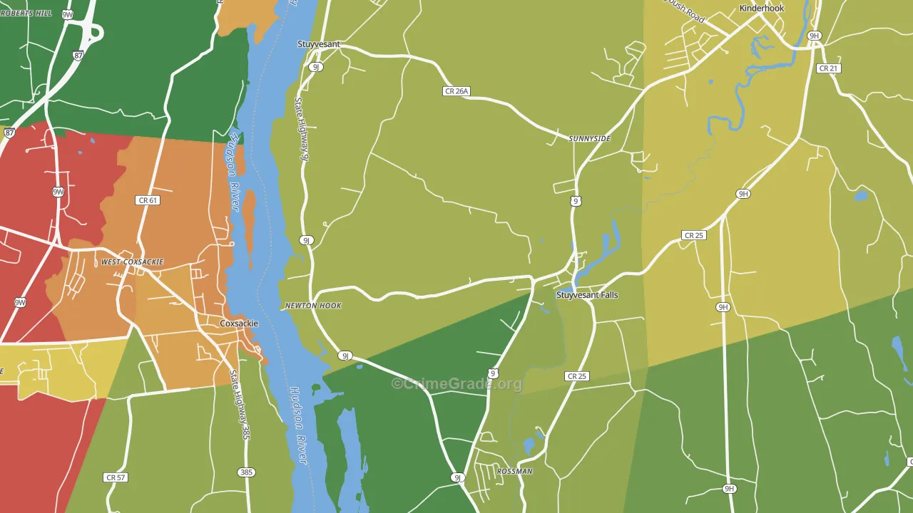 Stuyvesant, NY Map of Robbery Rates