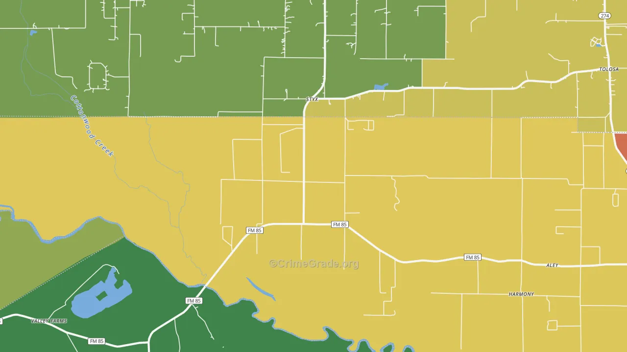 Styx, TX Map of Robbery Rates