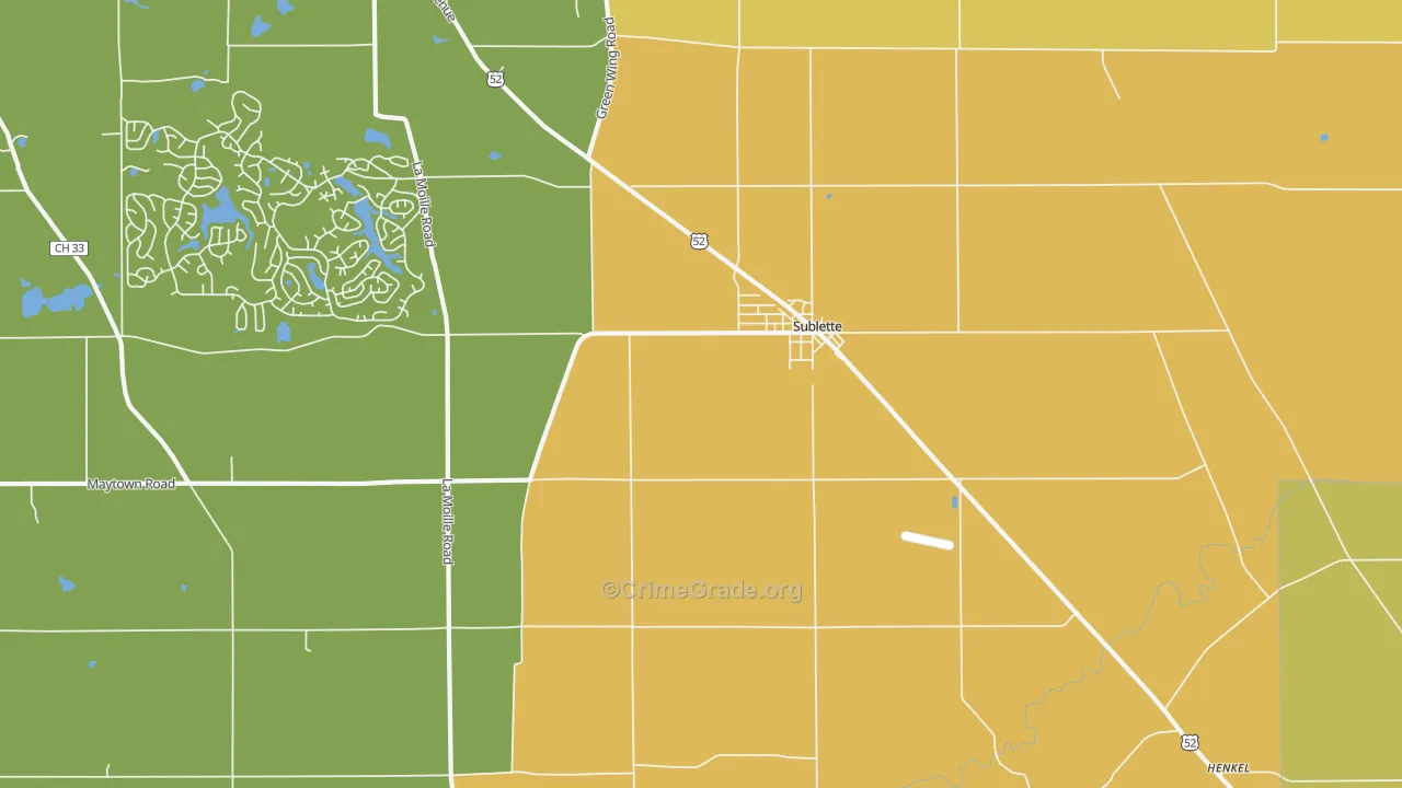 Sublette, IL Map of Robbery Rates