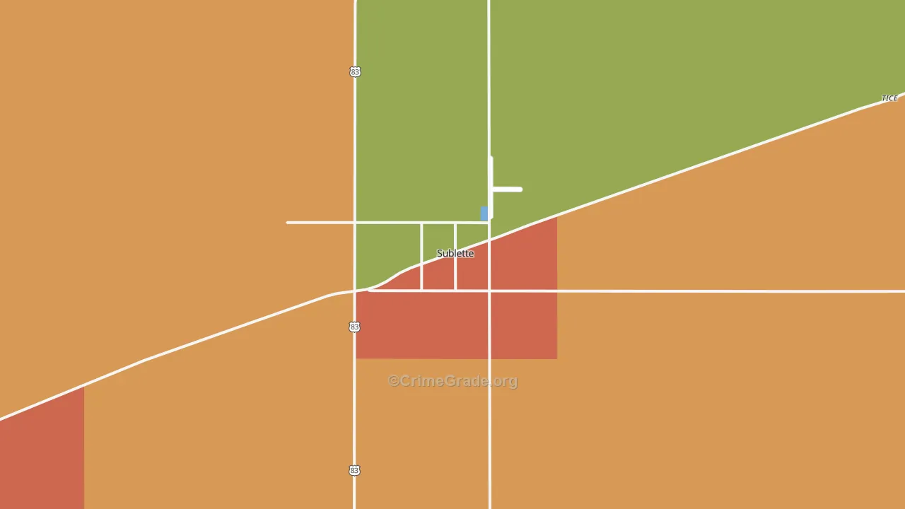 Sublette, KS Map of Robbery Rates