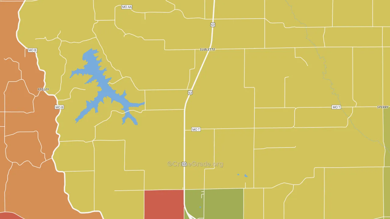 Sublette, MO Map of Robbery Rates