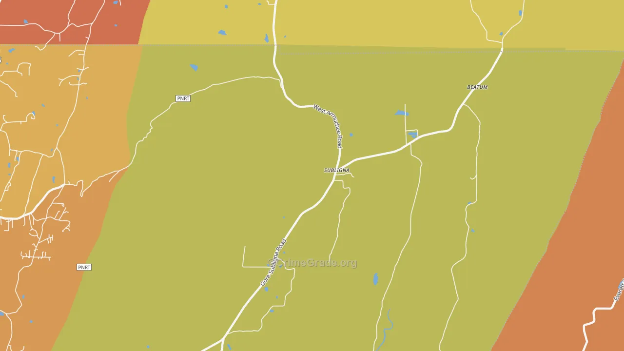 Subligna, GA Map of Robbery Rates