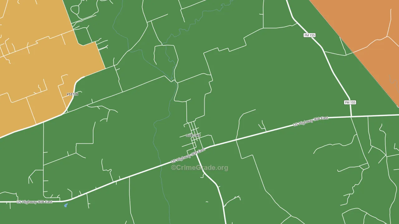 Sublime, TX Map of Robbery Rates