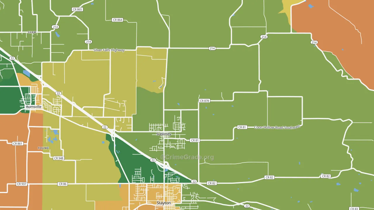 Sublimity, OR Map of Robbery Rates