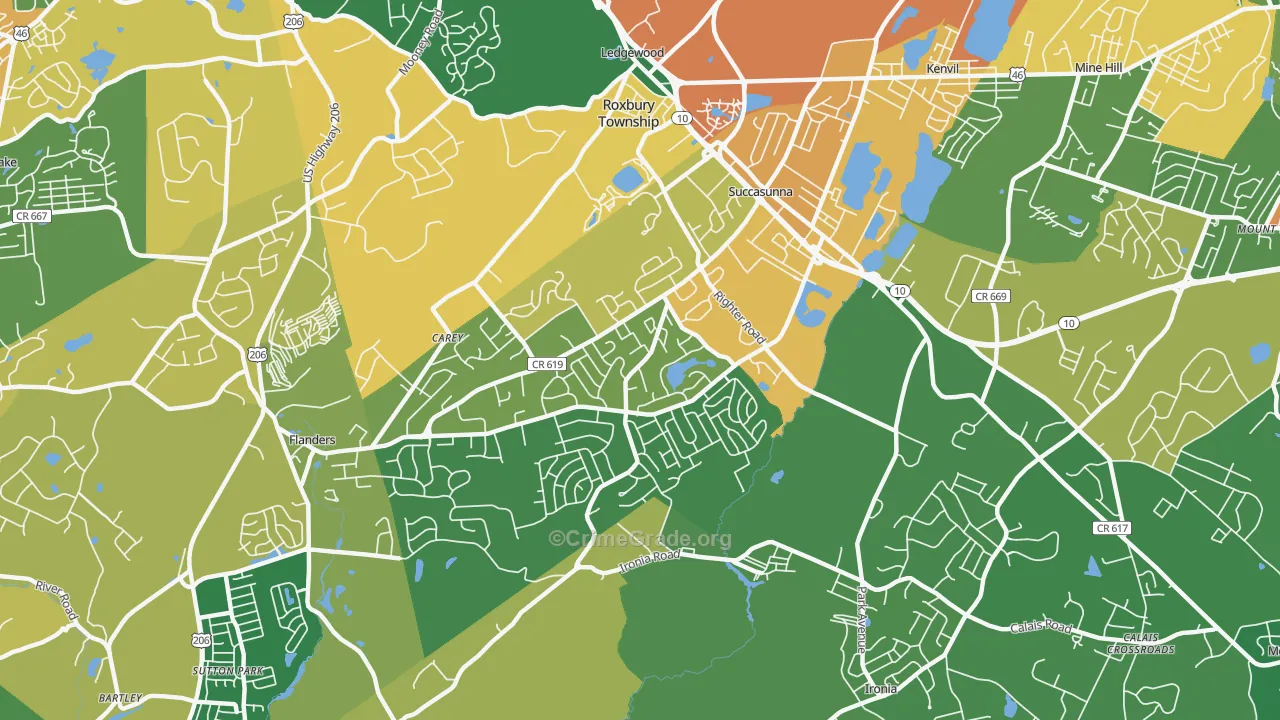 Succasunna, NJ Map of Robbery Rates