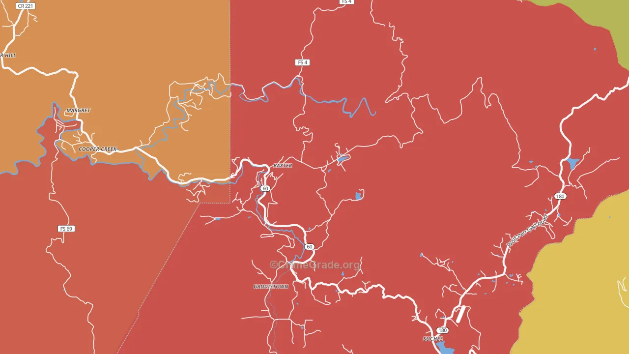 Suches, GA Map of Robbery Rates