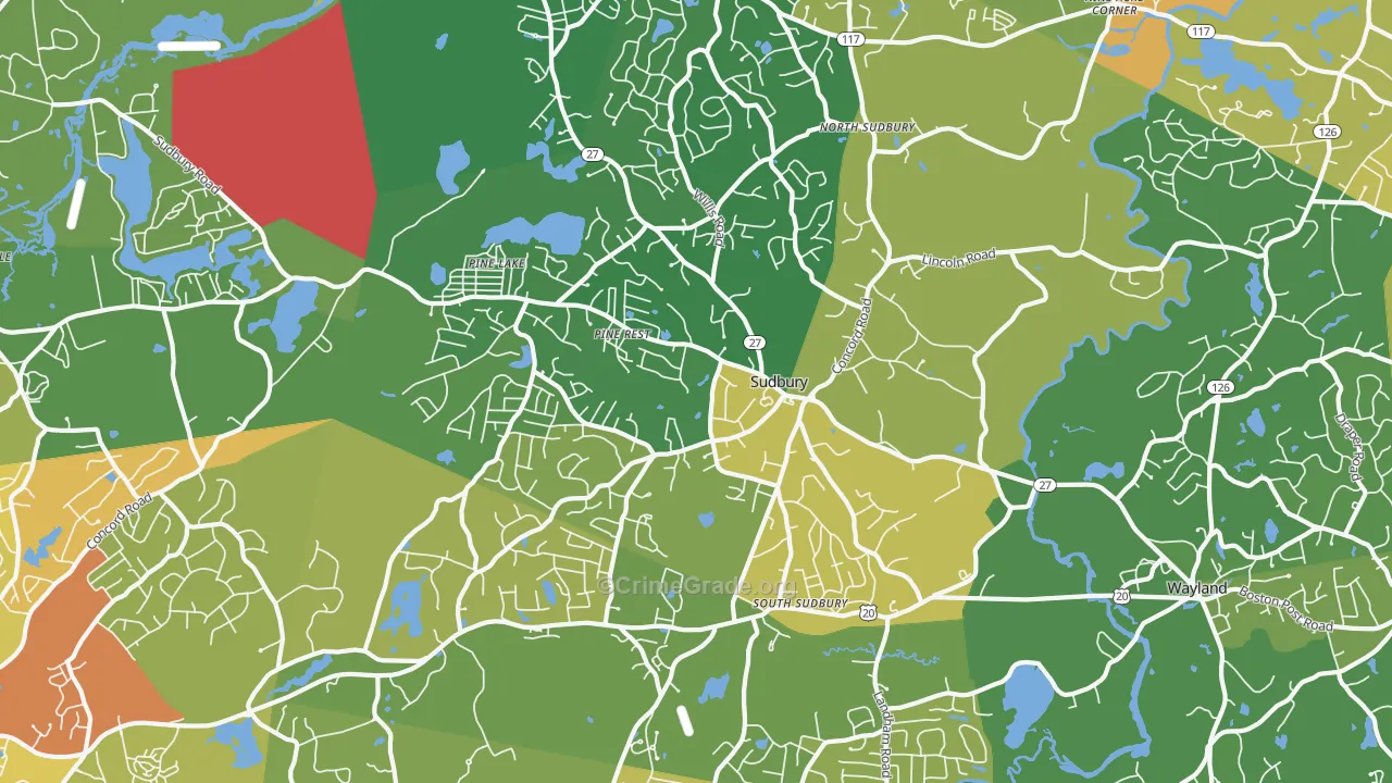 Sudbury, MA Map of Robbery Rates