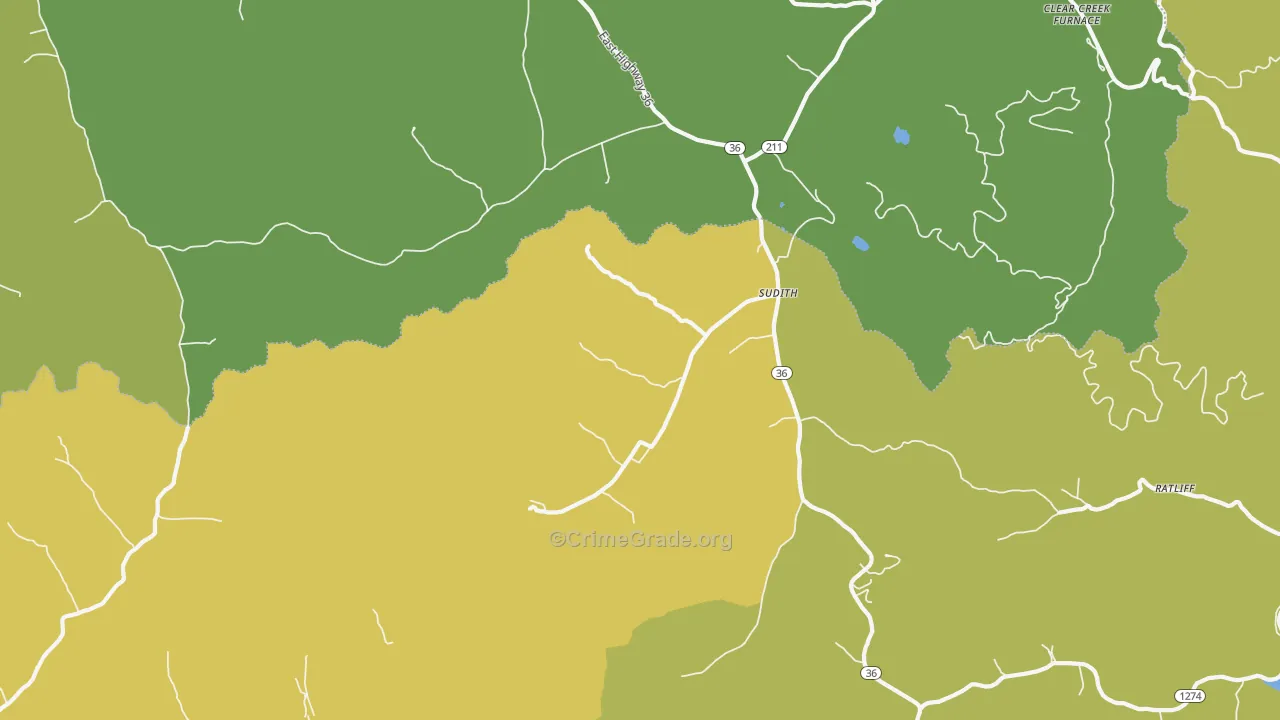 Sudith, KY Map of Robbery Rates