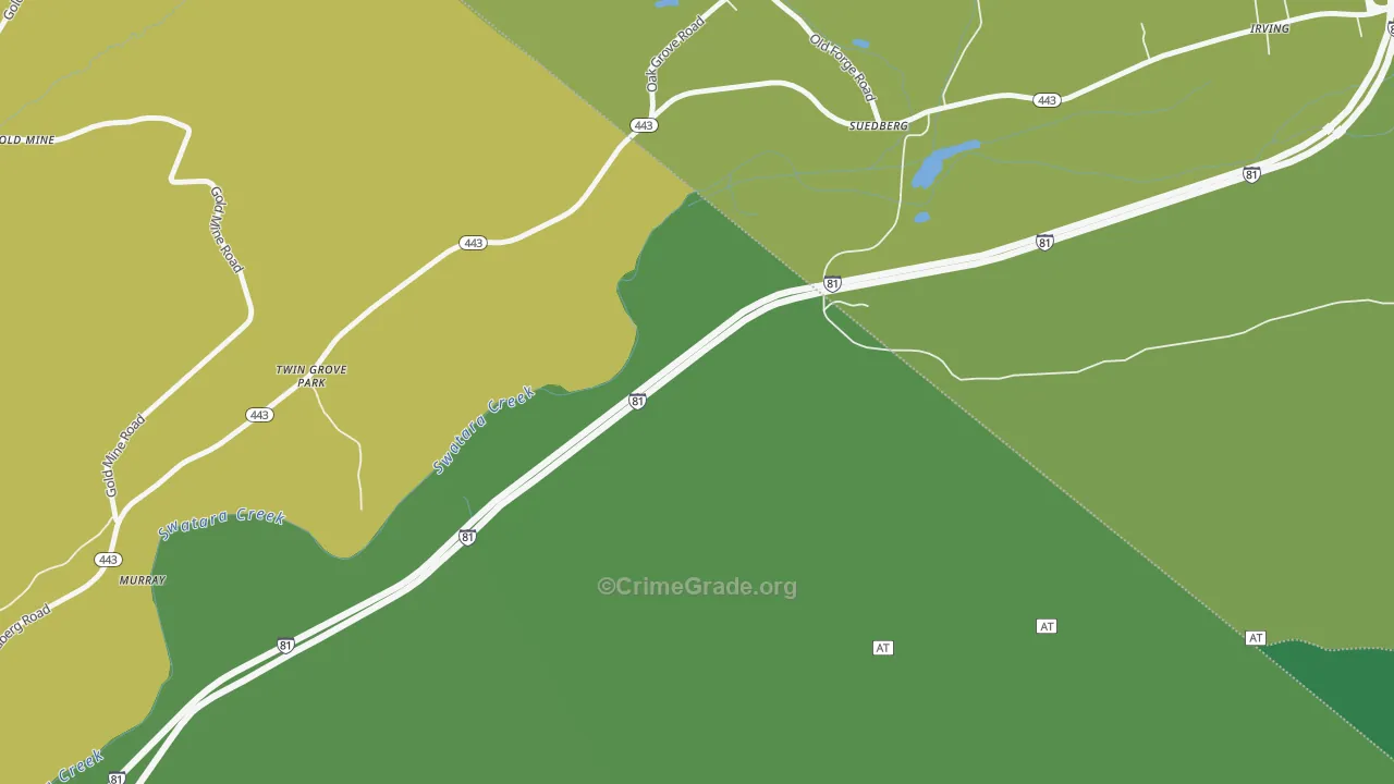 Suedburg, PA Map of Robbery Rates