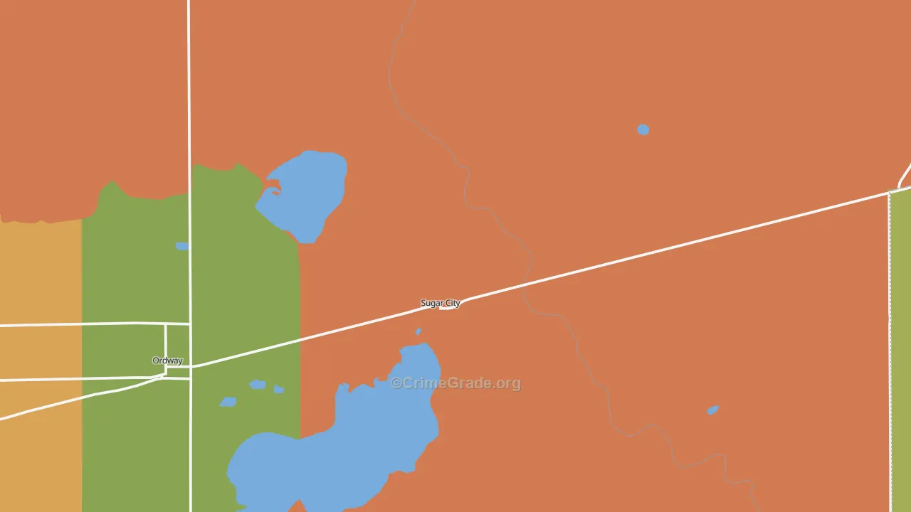 Sugar City, CO Map of Robbery Rates