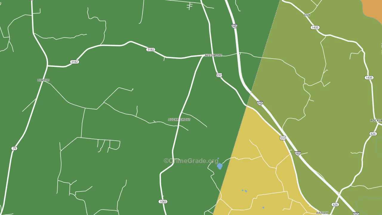 Sugar Grove, KY Map of Robbery Rates