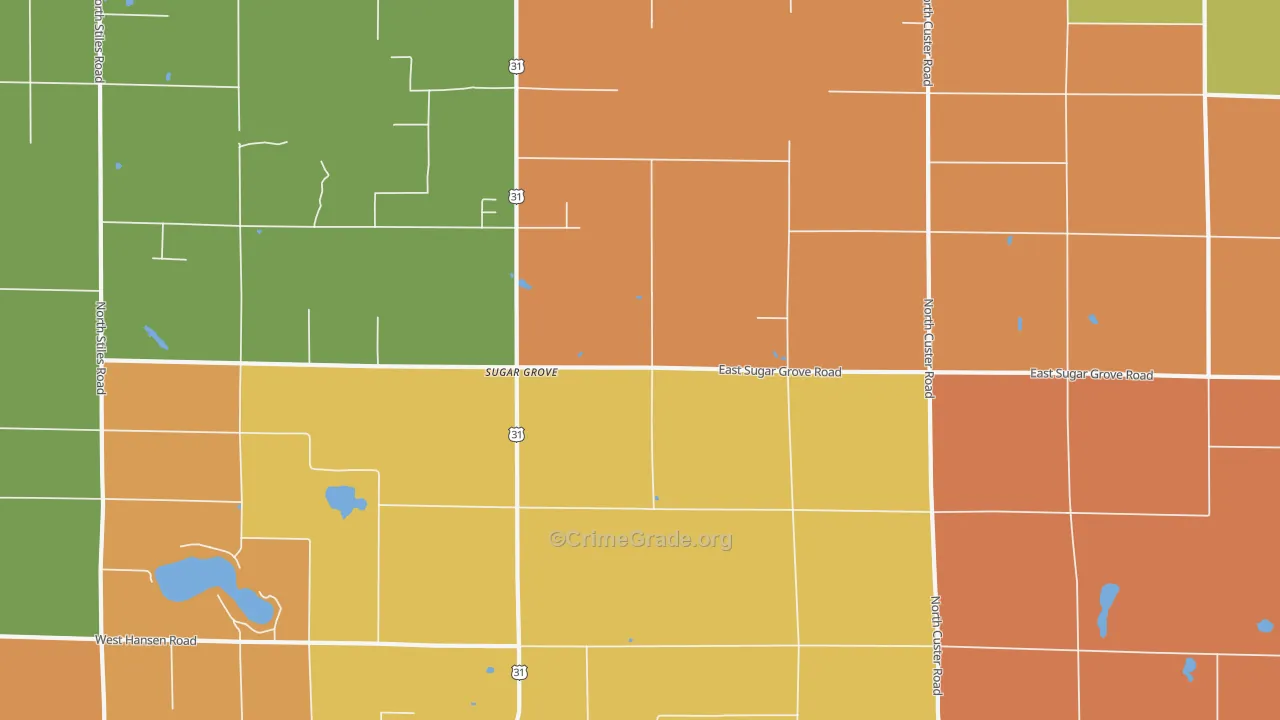 Sugar Grove, MI Map of Robbery Rates