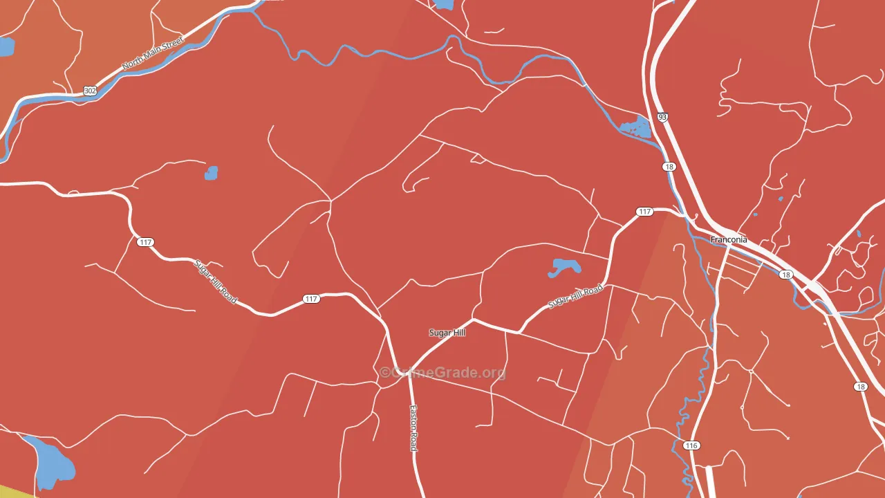 Sugar Hill, NH Map of Robbery Rates
