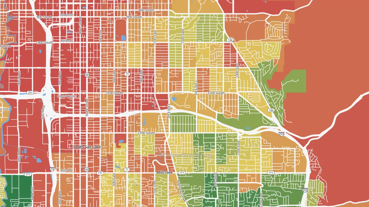 Sugar House, Salt Lake City, UT Map of Robbery Rates