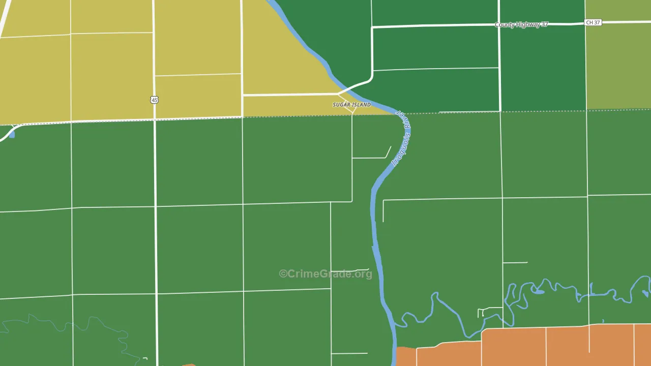 Sugar Island, IL Map of Robbery Rates