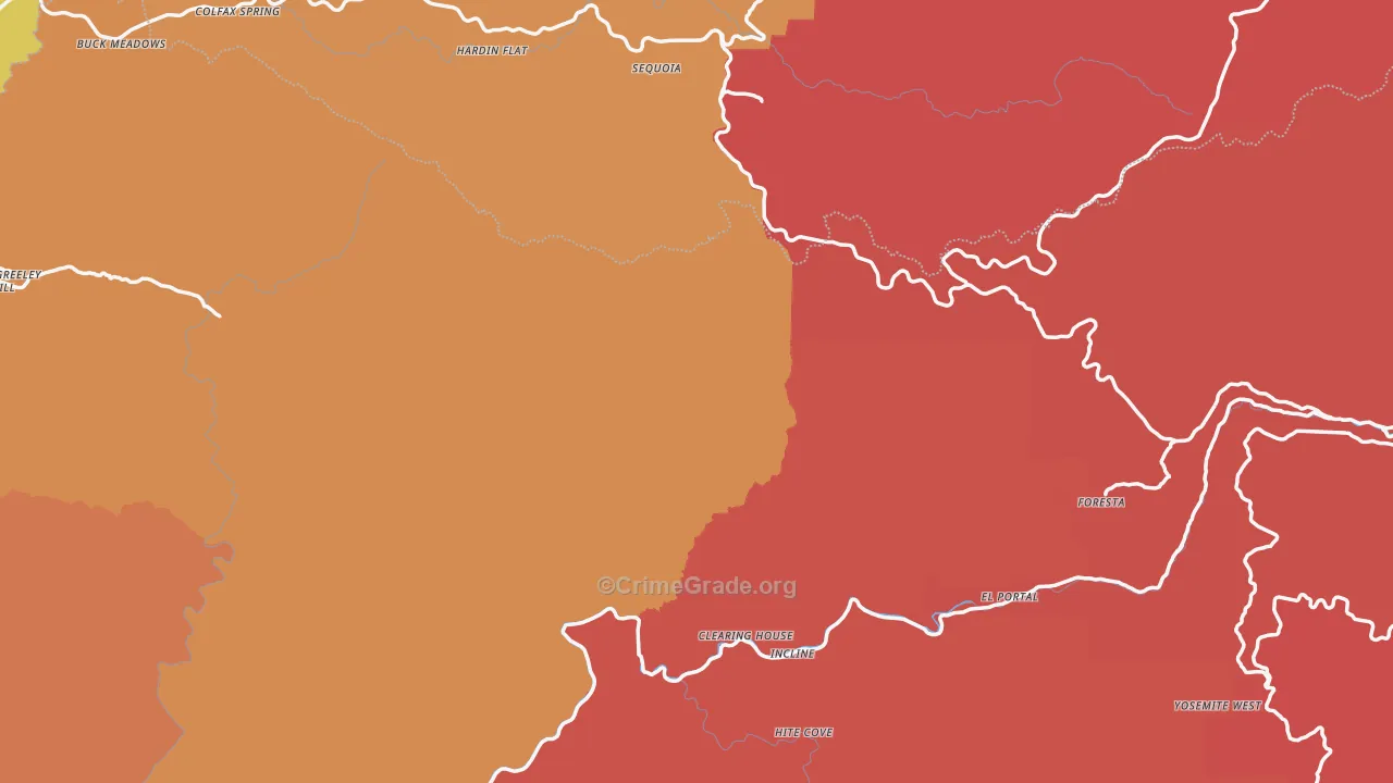 Sugar Pine, CA Map of Robbery Rates