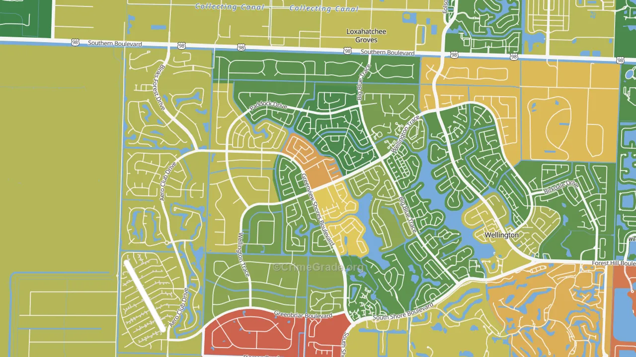 Sugar Pond Manor of Wellington, Wellington, FL Map of Robbery Rates