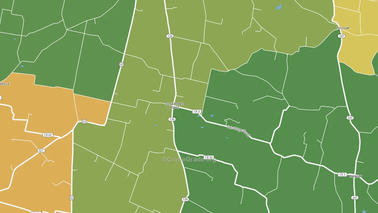 Sugar Tree Ridge, OH Map of Robbery Rates