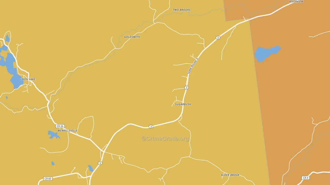 Sugarbush, NY Map of Robbery Rates