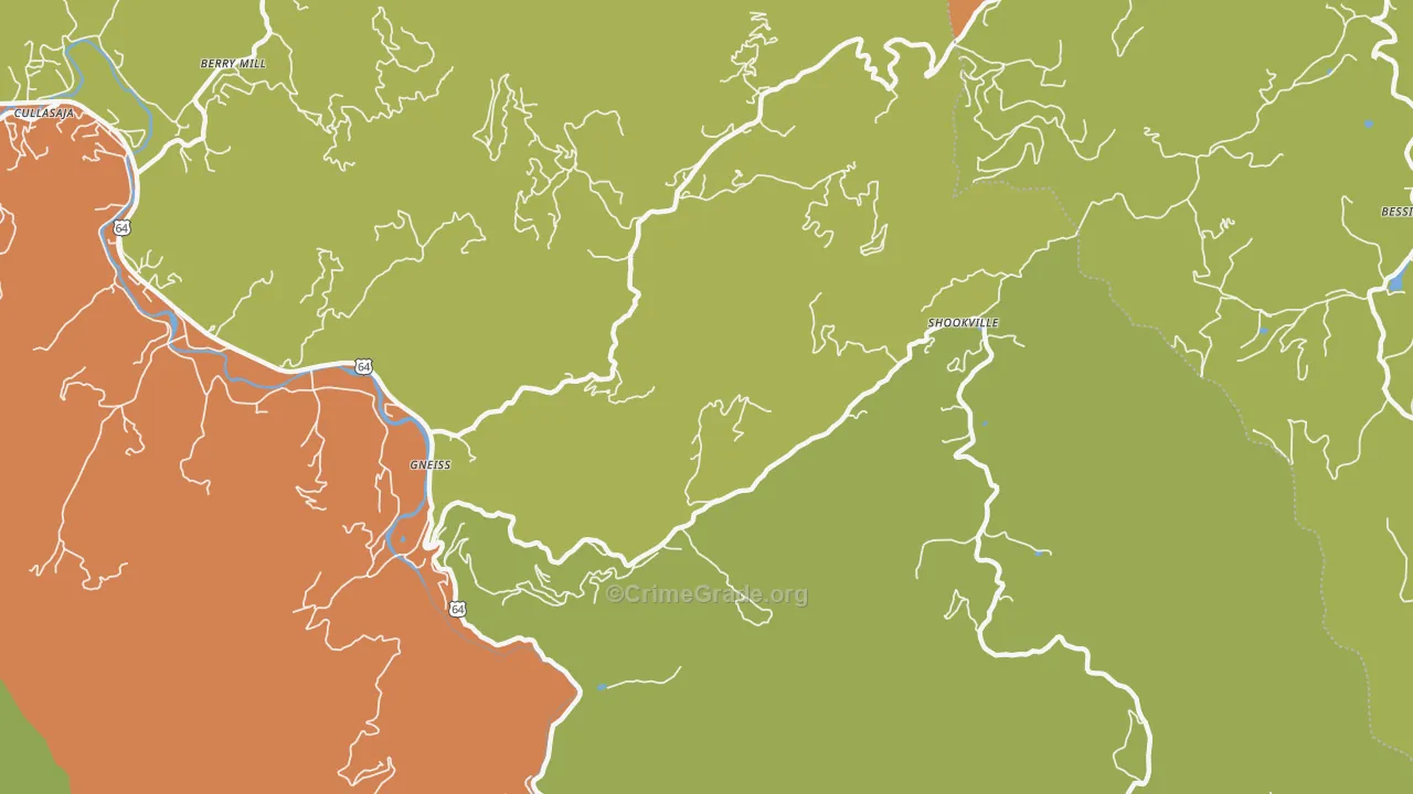 Sugarfork, NC Map of Robbery Rates