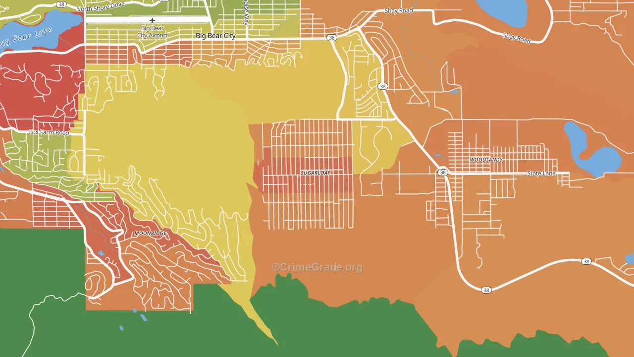 Sugarloaf, CA Map of Robbery Rates