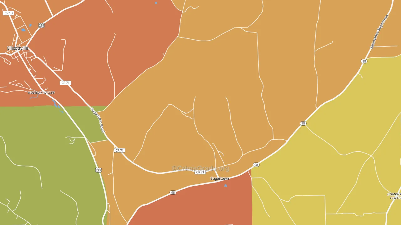 Sugartown, NY Map of Robbery Rates