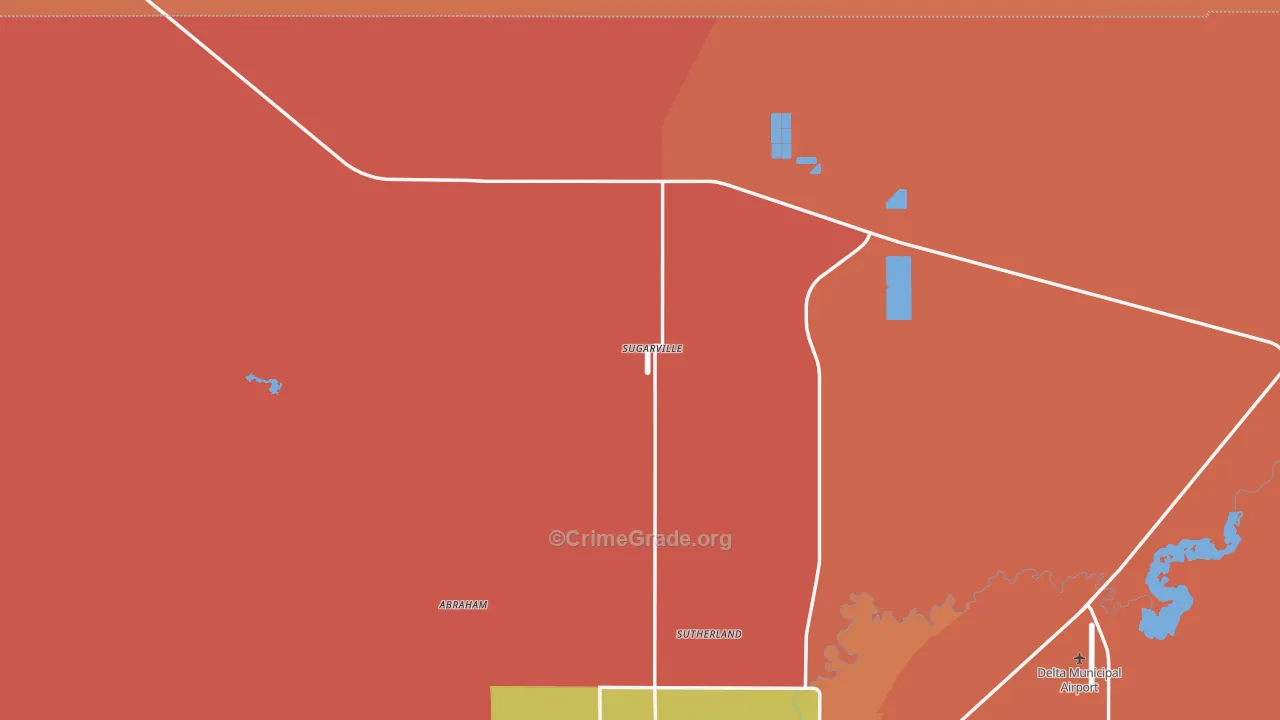 Sugarville, UT Map of Robbery Rates