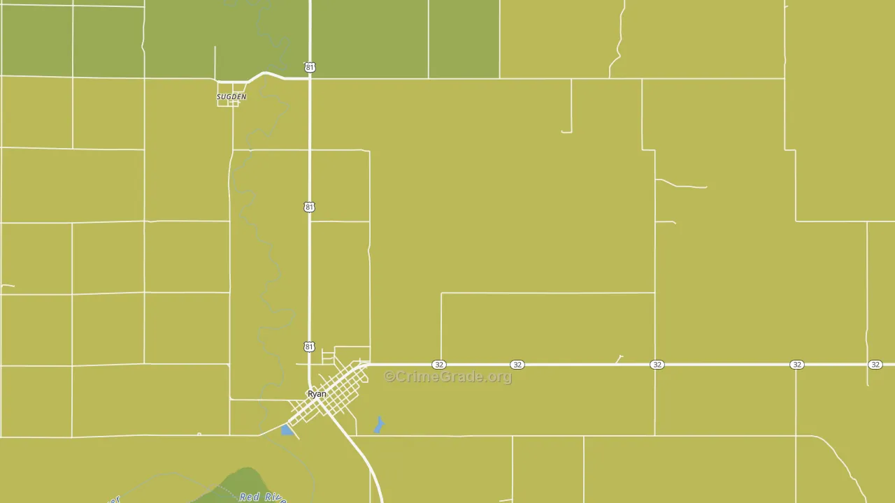 Sugden, OK Map of Robbery Rates