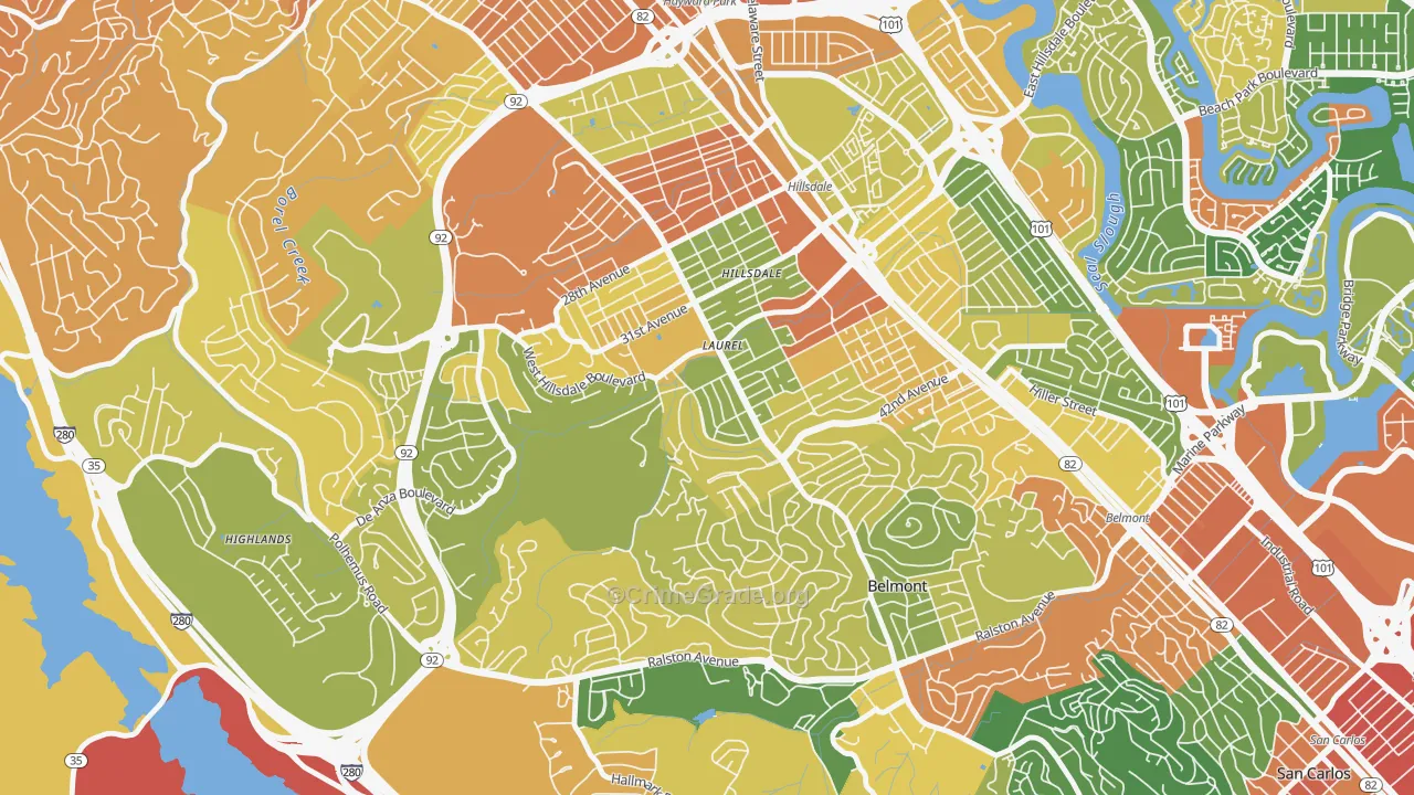 Sugerloaf, San Mateo, CA Map of Robbery Rates