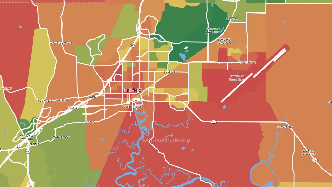 Suisun City, CA Map of Robbery Rates