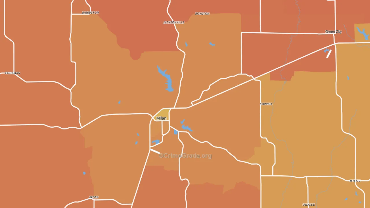 Sullivan County, MO Map of Robbery Rates
