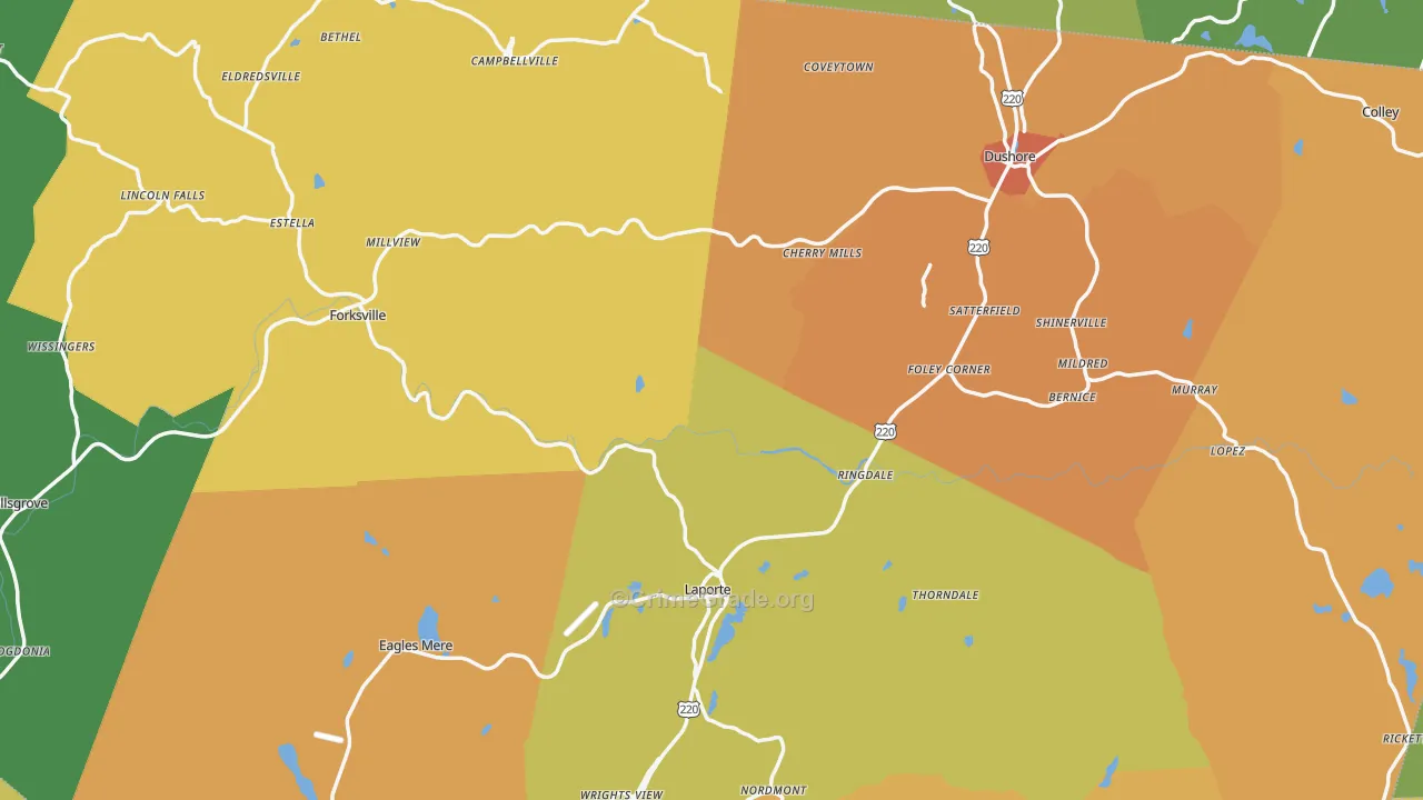 Sullivan County, PA Map of Robbery Rates