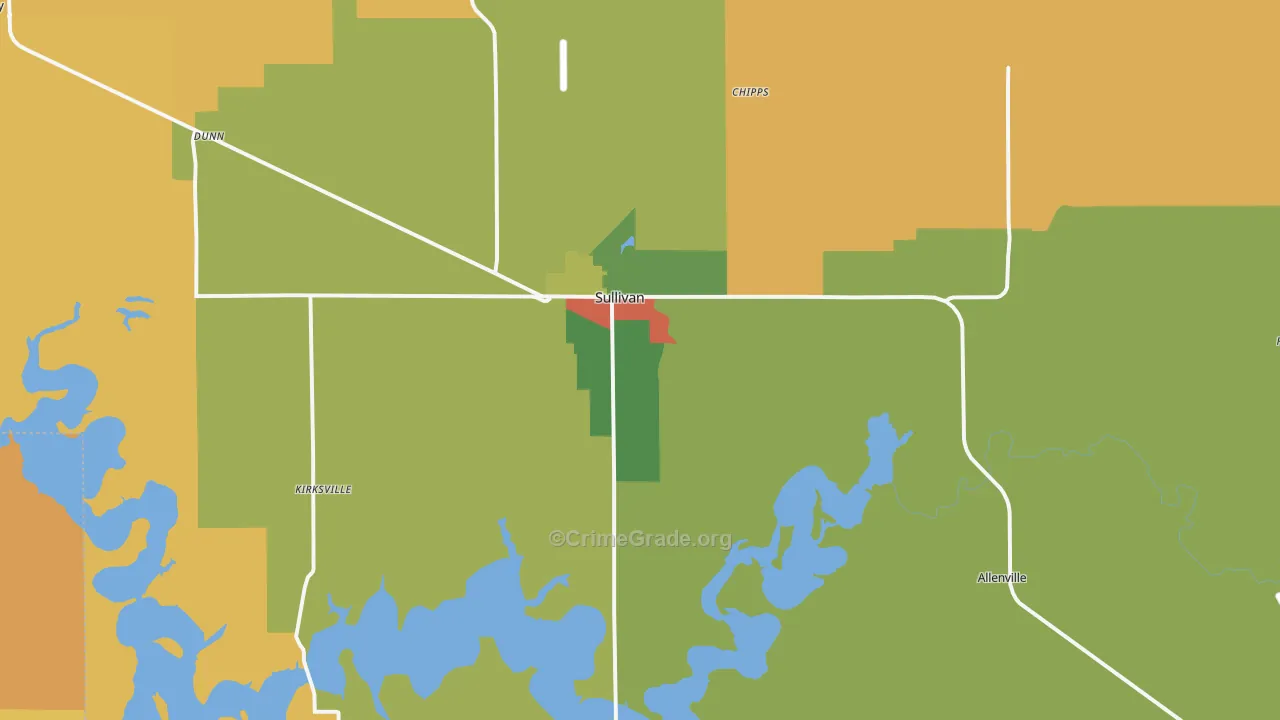 Sullivan, IL Map of Robbery Rates