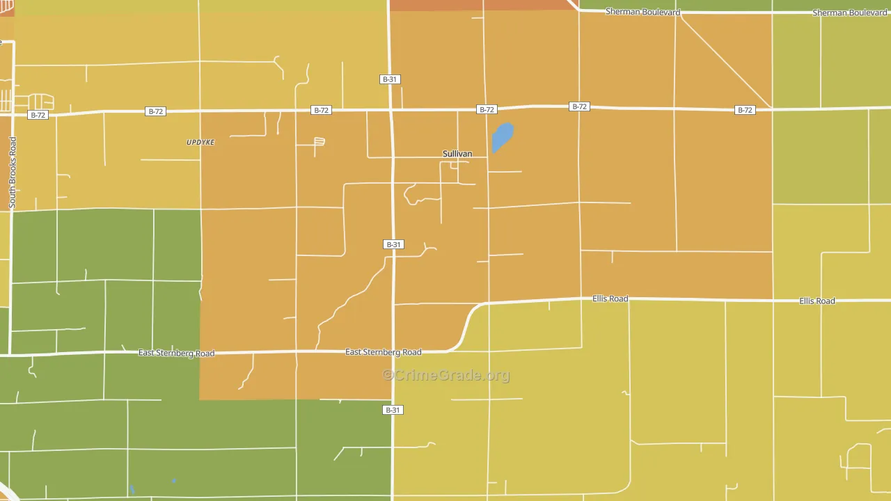 Sullivan, MI Map of Robbery Rates