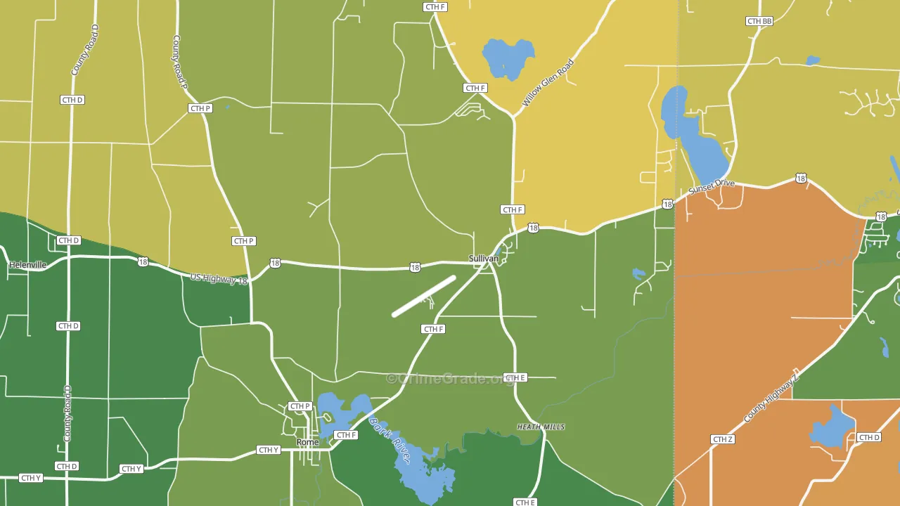 Sullivan, WI Map of Robbery Rates