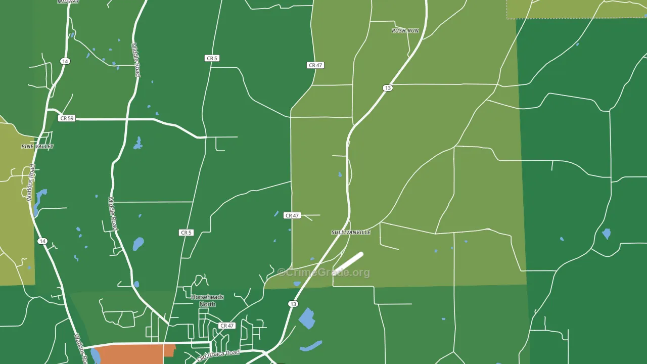 Sullivanville, NY Map of Robbery Rates