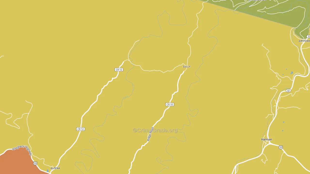 Sully, WV Map of Robbery Rates